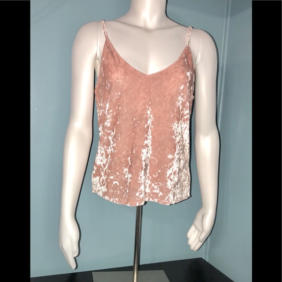E Q • Pink Crushed Velvet Cami / size (L) NEW! - Picture 2 of 6